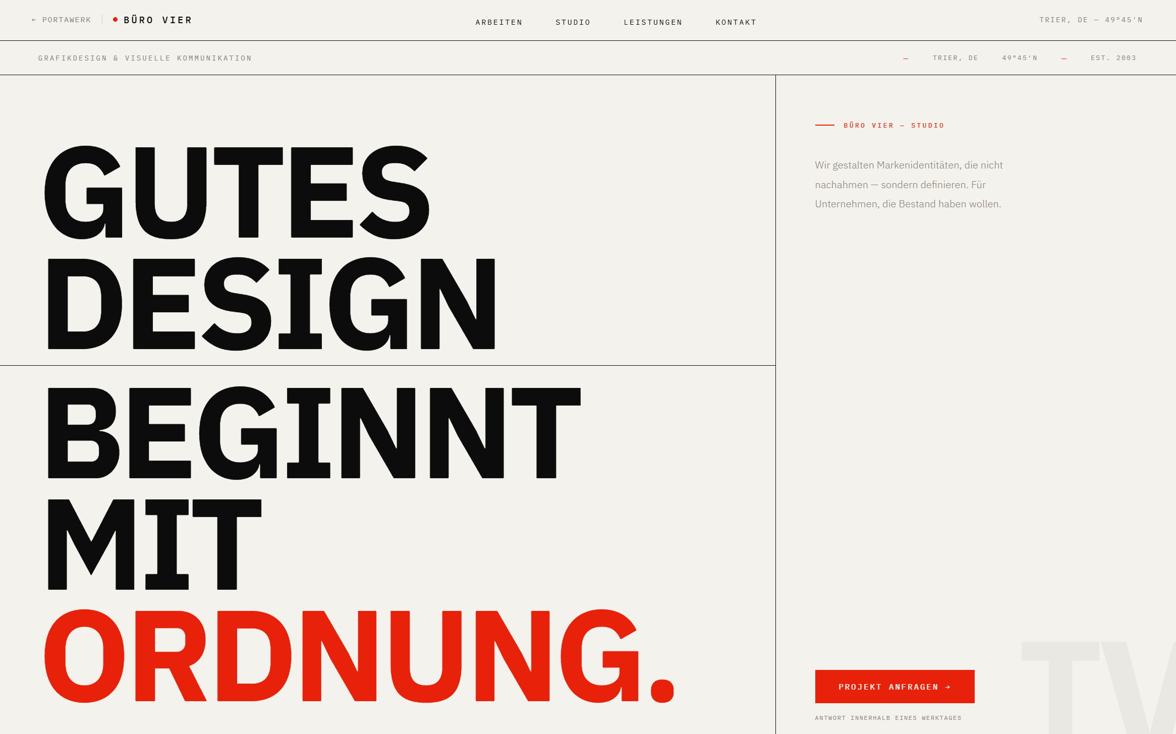 Stilvorschau Swiss Minimal, Webdesign-Beispiel für Handwerk & Dienstleistung